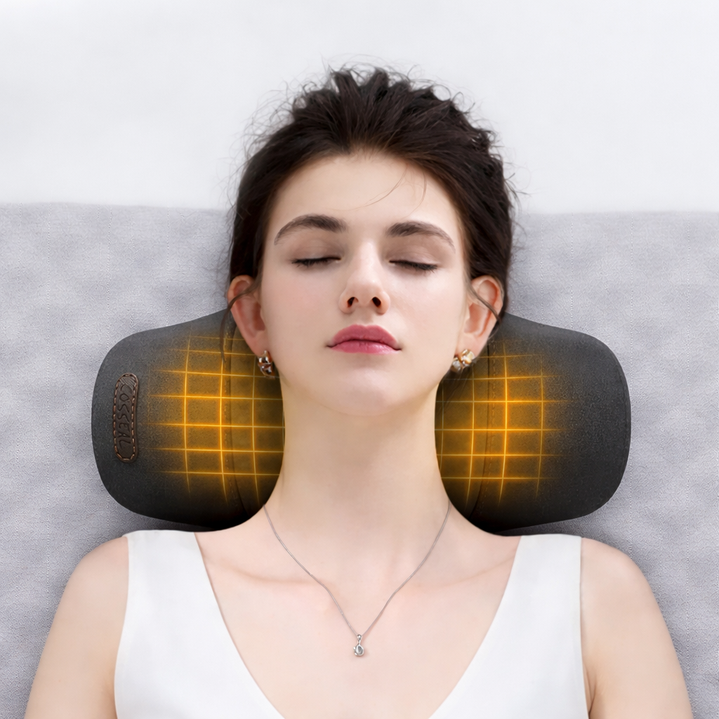 כרית עיסוי חשמלית אורטופדית לצוואר ולגב – עם חימום ותמיכה צווארית לשחרור כאבים